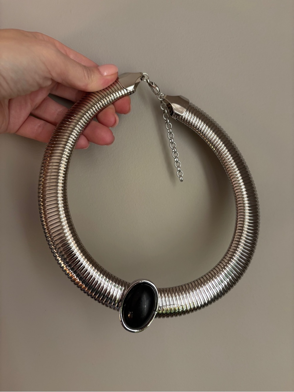Opyum Silver Color Brass Collar Necklace - Picture 2 of 8
